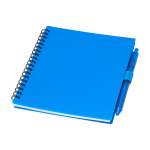 Libreta de plástico reciclado con bolígrafo con soporte tinta azul color azul