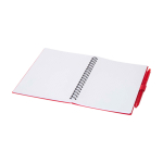 Libreta de plástico reciclado con bolígrafo con soporte tinta azul color rojo segunda vista