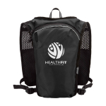 Chaleco de hidratación para running impermeable y reflectante color negro vista trasera con logo