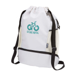 Bolsa sport con tejido reciclado impermeable y zapatero 18L color arena vista impresión transfer