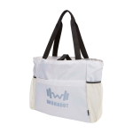 Bolsa de yoga con tejido ripstop reciclado e impermeable 18L color arena vista impresión transfer