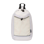 Bolsa bandolera de hidratación con tejido reciclado impermeable 6L color arena segunda vista frontal