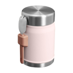 Tarro de comida con cubiertos y tapa aislante con válvula 400ml color rosa claro segunda vista trasera