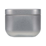 Vela aromática en lata cuadrada con aroma de vainilla 50g color plateado mate segunda vista frontal