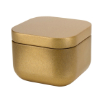 Vela aromática en lata cuadrada con aroma de vainilla 50g color dorado