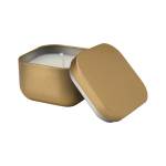 Vela aromática en lata cuadrada con aroma de vainilla 50g color dorado segunda vista