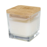 Vela aromática en tarro de vidrio con tapa de bambú 40g color blanco segunda vista