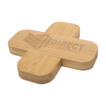 Salvamanteles de bambú pequeño con esquinas redondeadas color natural vista impresa logo 2