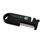 Herramienta multiusos para cocina con cuatro funciones esenciales color negro vista impresión tampografía