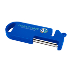 Herramienta multiusos para cocina con cuatro funciones esenciales color azul vista impresión tampografía