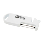 Herramienta multiusos para cocina con cuatro funciones esenciales color blanco vista impresión tampografía