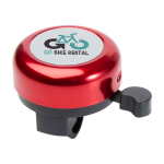 Timbre para bicicleta de aluminio y plástico con un sonido fuerte color rojo vista impresión tampografía