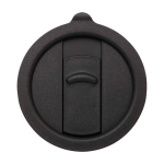 Taza de cerámica con tapa de plástico y asa grande 450ml color negro tercera vista