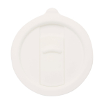 Taza de cerámica con tapa de plástico y asa grande 450ml color blanco tercera vista