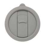 Taza de cerámica con tapa de plástico y asa grande 450ml color gris tercera vista