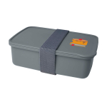 Fiambrera de plástico reciclado para empresas 800ml color gris oscuro vista impresión tampografía