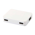 Hub USB con 4 puertos con USB y salidas tipo A y tipo C color blanco