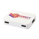 Hub USB con 4 puertos con USB y salidas tipo A y tipo C color blanco