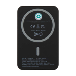 Powerbank inalámbrica magnética de plástico reciclado 10.000 mAh color negro segunda vista trasera