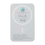 Powerbank inalámbrica magnética de plástico reciclado 10.000 mAh color blanco segunda vista trasera