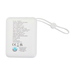 Batería externa de plástico reciclado con carga rápida 10.000 mAh color blanco segunda vista trasera