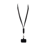 Lanyard para móvil de plástico reciclado con cable de carga 5 en 1 65W color negro segunda vista frontal