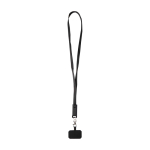 Lanyard para móvil de plástico reciclado con cable de carga 5 en 1 65W color negro