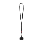 Lanyard para móvil de plástico reciclado con cable de carga 5 en 1 65W color negro