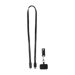 Lanyard para móvil de plástico reciclado con cable de carga 5 en 1 65W color negro tercera vista