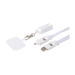 Lanyard para móvil de plástico reciclado con cable de carga 5 en 1 65W color blanco vista detalle 1