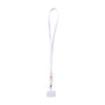 Lanyard para móvil de plástico reciclado con cable de carga 5 en 1 65W color blanco