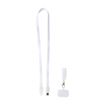 Lanyard para móvil de plástico reciclado con cable de carga 5 en 1 65W color blanco tercera vista