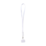 Lanyard para móvil de plástico reciclado con cable de carga 5 en 1 65W color blanco tercera vista frontal