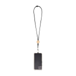 Lanyard para teléfono con detalle de bambú ecológico en el centro color negro segunda vista