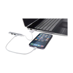 Hub de aluminio reciclado con 4 puertos de carga y transferencia color plateado segunda vista