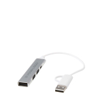 Hub de aluminio reciclado con 4 puertos de carga y transferencia vista principal