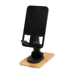 Soporte plegable para móvil para escritorio con base de bambú color negro segunda vista
