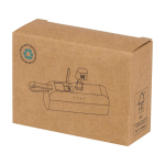 Batería externa 2 en 1 de plástico reciclado con soporte plegable color blanco segunda vista con caja