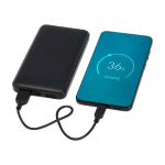Powerbank de plástico reciclado con indicador LED de carga 10.000 mAh color negro tercera vista