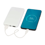 Powerbank de plástico reciclado con indicador LED de carga 10.000 mAh color blanco tercera vista