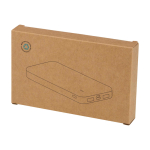 Powerbank de plástico reciclado con indicador LED de carga 10.000 mAh color blanco segunda vista con caja