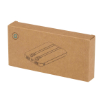 Batería externa de plástico reciclado con 2 cables 10.000 mAh color blanco segunda vista con caja