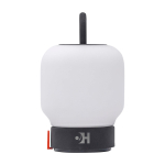 Lámpara portátil tipo farol que aporta iluminación suave Kooduu Loome color antracita vista impresa logo 2