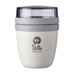 Fiambrera mini de plástico con doble compartimento 420ml Mepal Ellipse Mini color blanco vista impresión tampografía