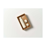 Botella con sistema de tapa modular y 3 tapas intercambiables 500ml Ocean Bottle color arena segunda vista con caja