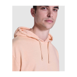 Sudadera unisex con capucha y acabado lavado 250 g/m2 Roly Kenia color coral vista detalle 1