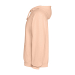 Sudadera unisex con capucha y acabado lavado 250 g/m2 Roly Kenia color coral vista lateral