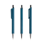 Bolígrafo ergonómico con cuerpo triangular y acabado goma tinta negra color verde suave