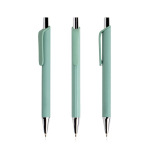 Bolígrafo ergonómico con cuerpo triangular y acabado goma tinta negra color verde menta