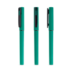 Roller reciclado con cuerpo gomoso y escritura suave tinta negra color verde